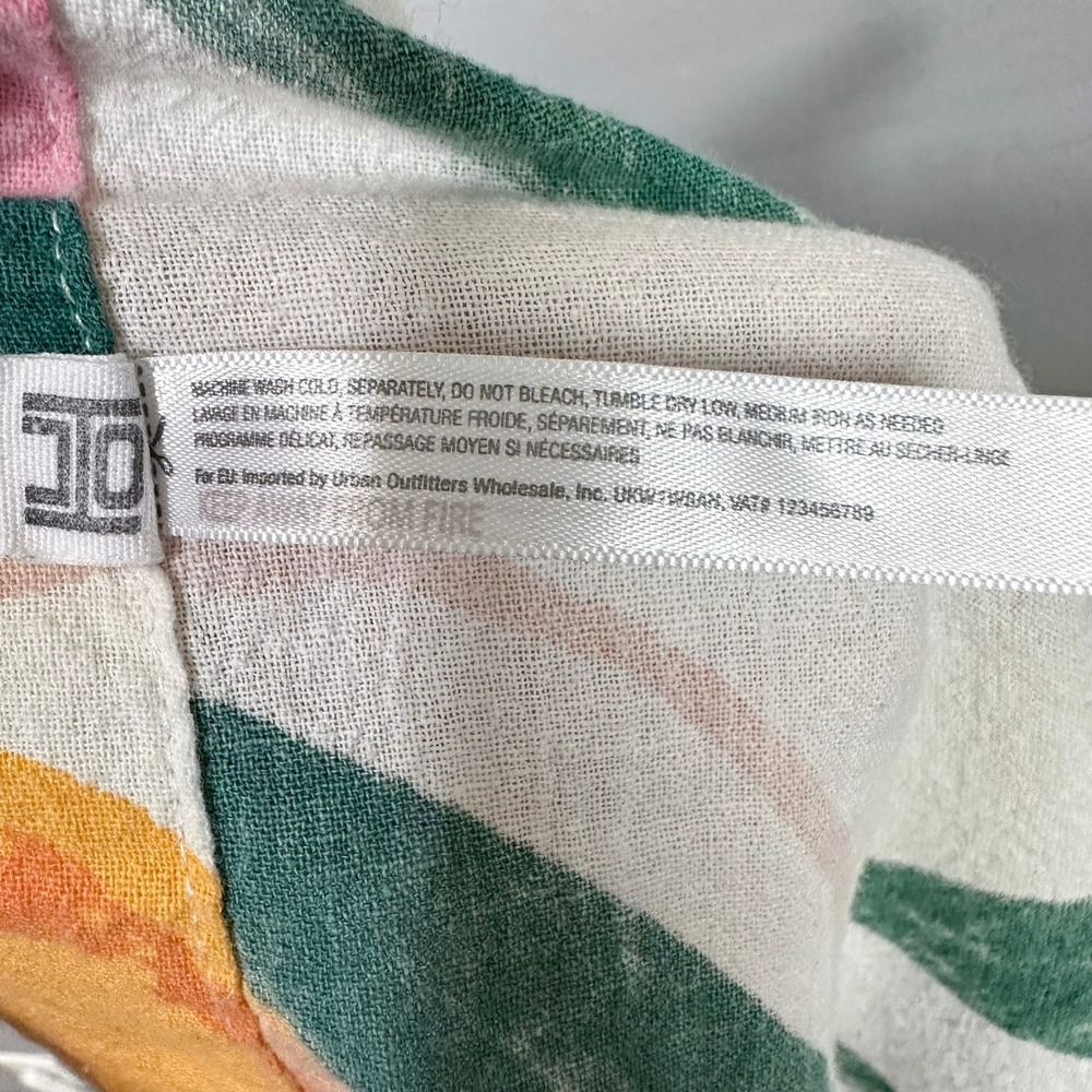 Urban Outfitters Shower Curtain Peach Citrus Floral Fruit Print Boho Maximalist - Picture 3 of 4